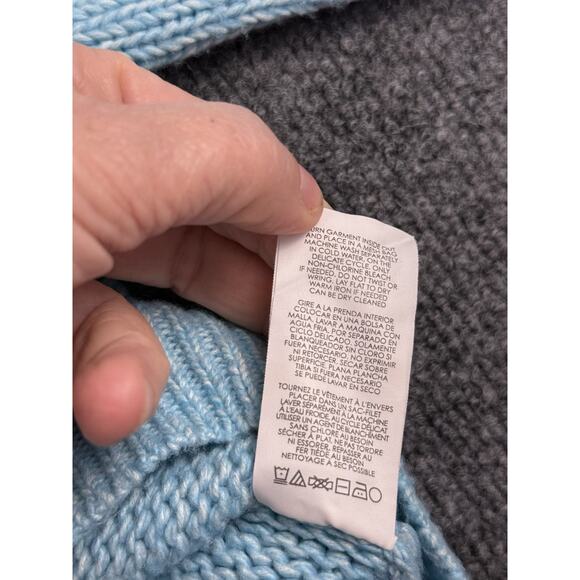 Cabi Medium Frosty Sweater Blue Crochet V-Neck Womens Cotton Blend 4282 - Picture 11 of 14